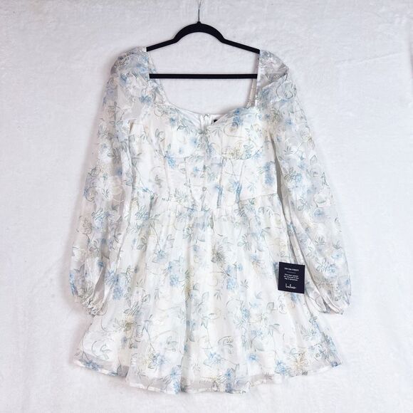 Lulus Decadent Charisma Ivory Floral Embroidered Bustier Mini Dress Size M NWT - Picture 5 of 9